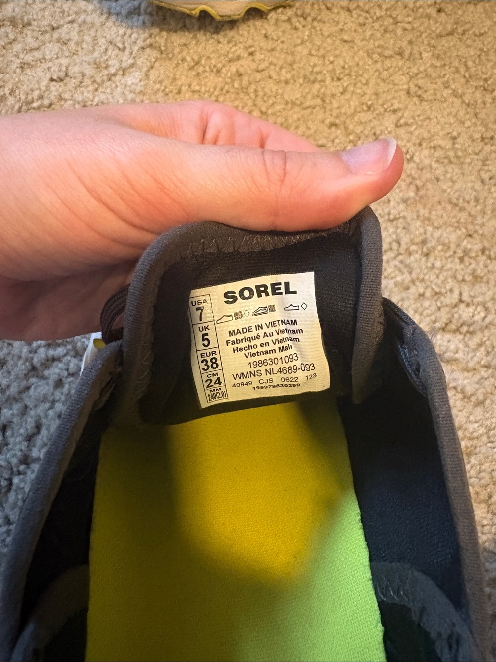 Sorel Black Sneakers with Neon Yellow Insole - Picture 3 of 8